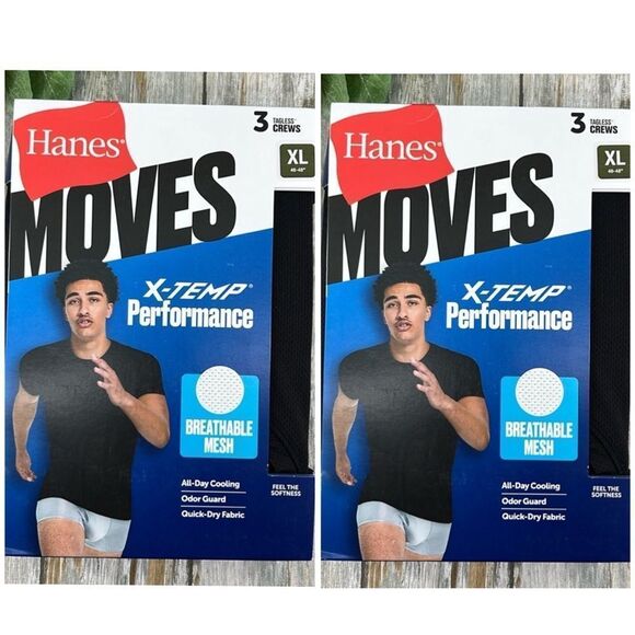 Men’s Hanes Moves Breathable Mesh Crewneck T-Shirts 2, 3-Packs Size XL - Picture 1 of 11